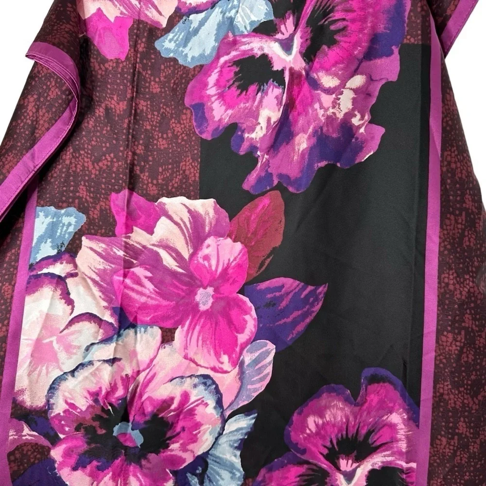 White House Black Market WHBM Floral Viola Oblong Scarf Cabernet NWT